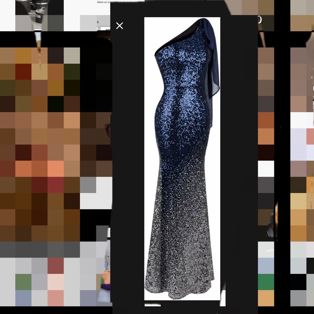 Ombré/gradient evening dress - one shoulder